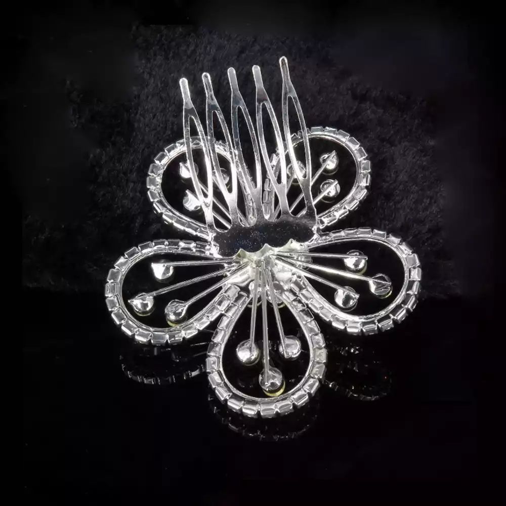 #15 Rhinestone Hair Comb (Flower)