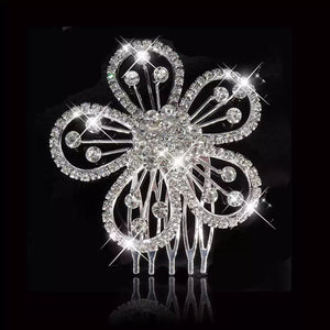 #15 Rhinestone Hair Comb (Flower)